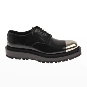 Les Hommes Black Oxfords with Silver Cap